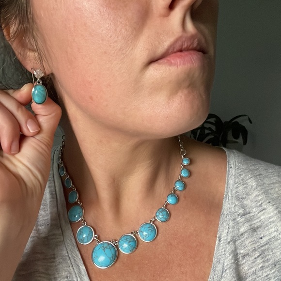 NWOT Turquoise Necklace & Earring Set - Picture 5 of 5